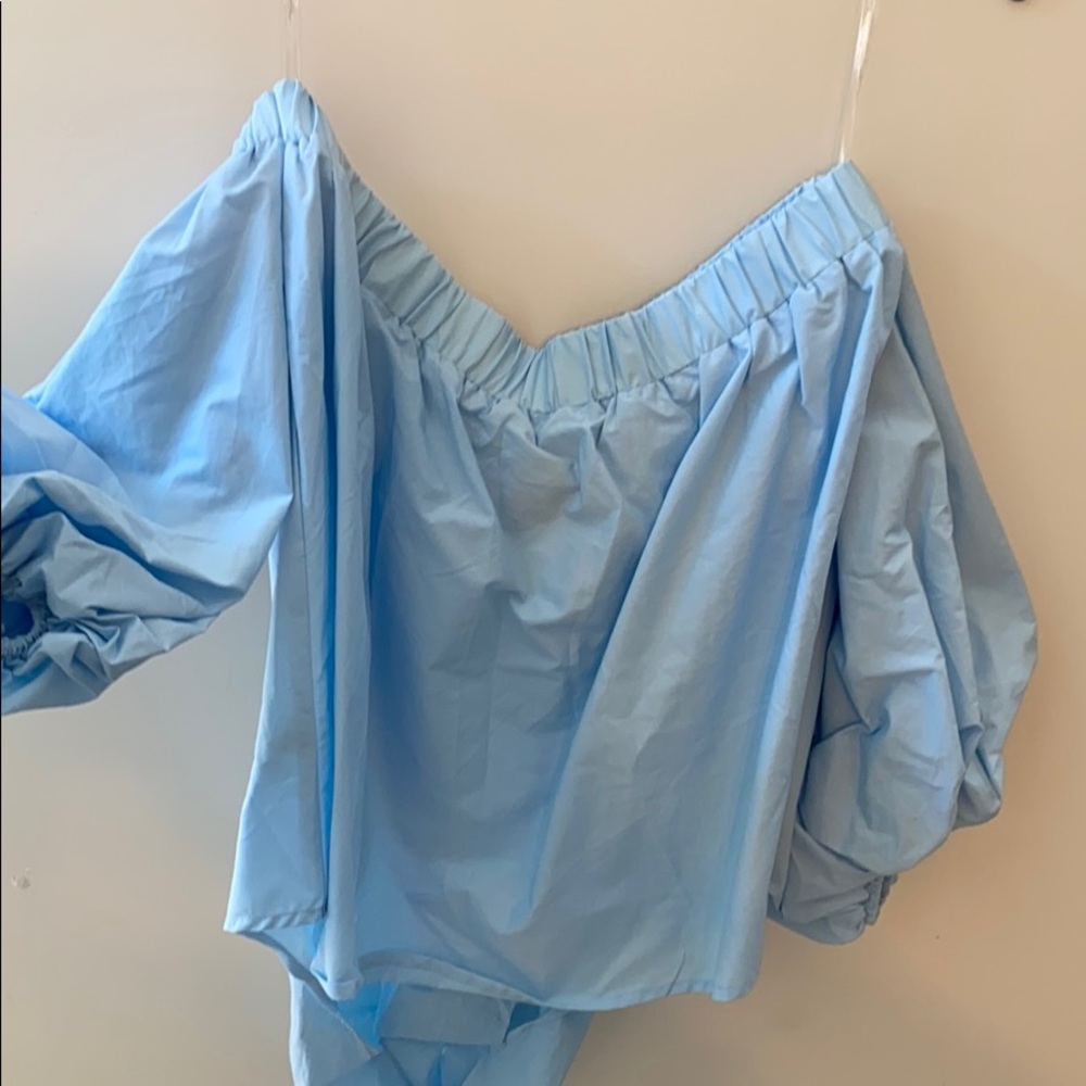Off shoulder blue top